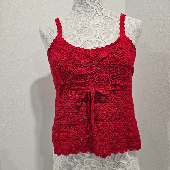 Red Crochet Tank Top - Picture 1 of 6
